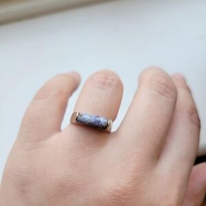 Vintage Mexican 825 Silver Sodalite Dainty Ring Band, size 5.5